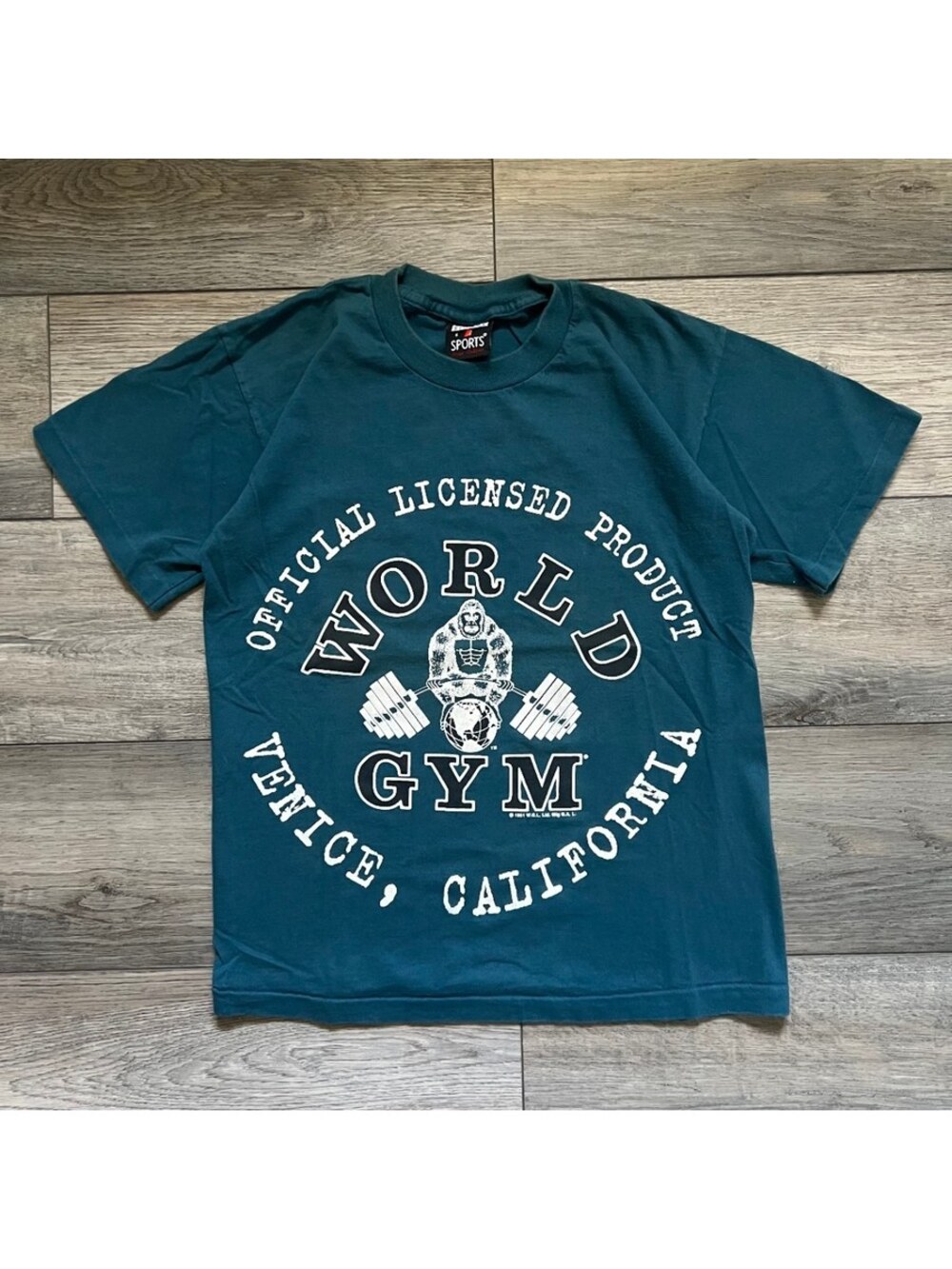 Vintage World Gym Men's S Tee Shirt Venice California Gorilla Weightlifting USA